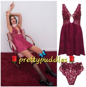 🍾 3xs HP 🥂 🌹 2pc For Love and Lemons Noelle Slip Dress & High-Waist Panty 🌹